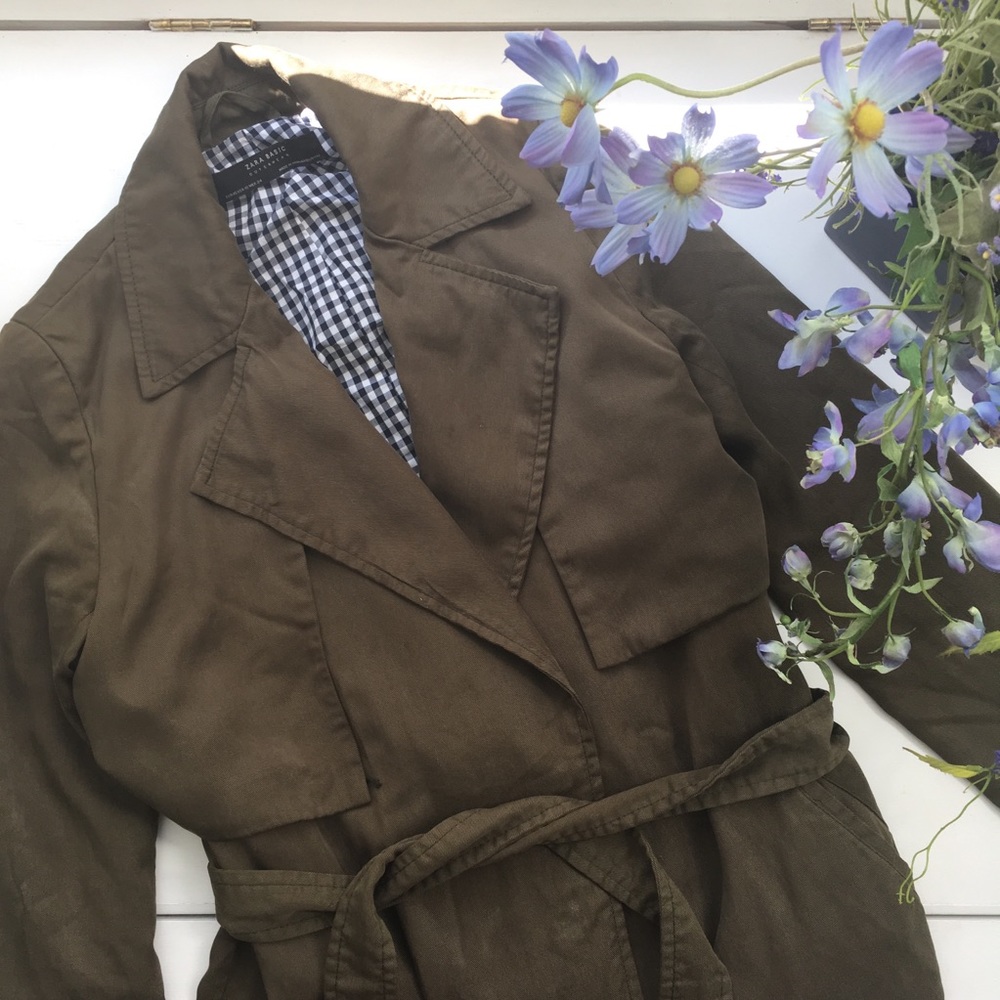 Zara green trench coat